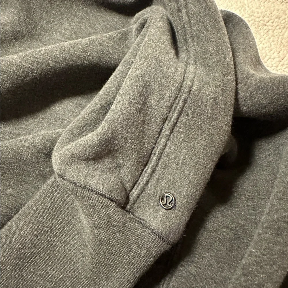 Lululemon It Makes Two Wrap Heathered Black Gray Fleece Open Front